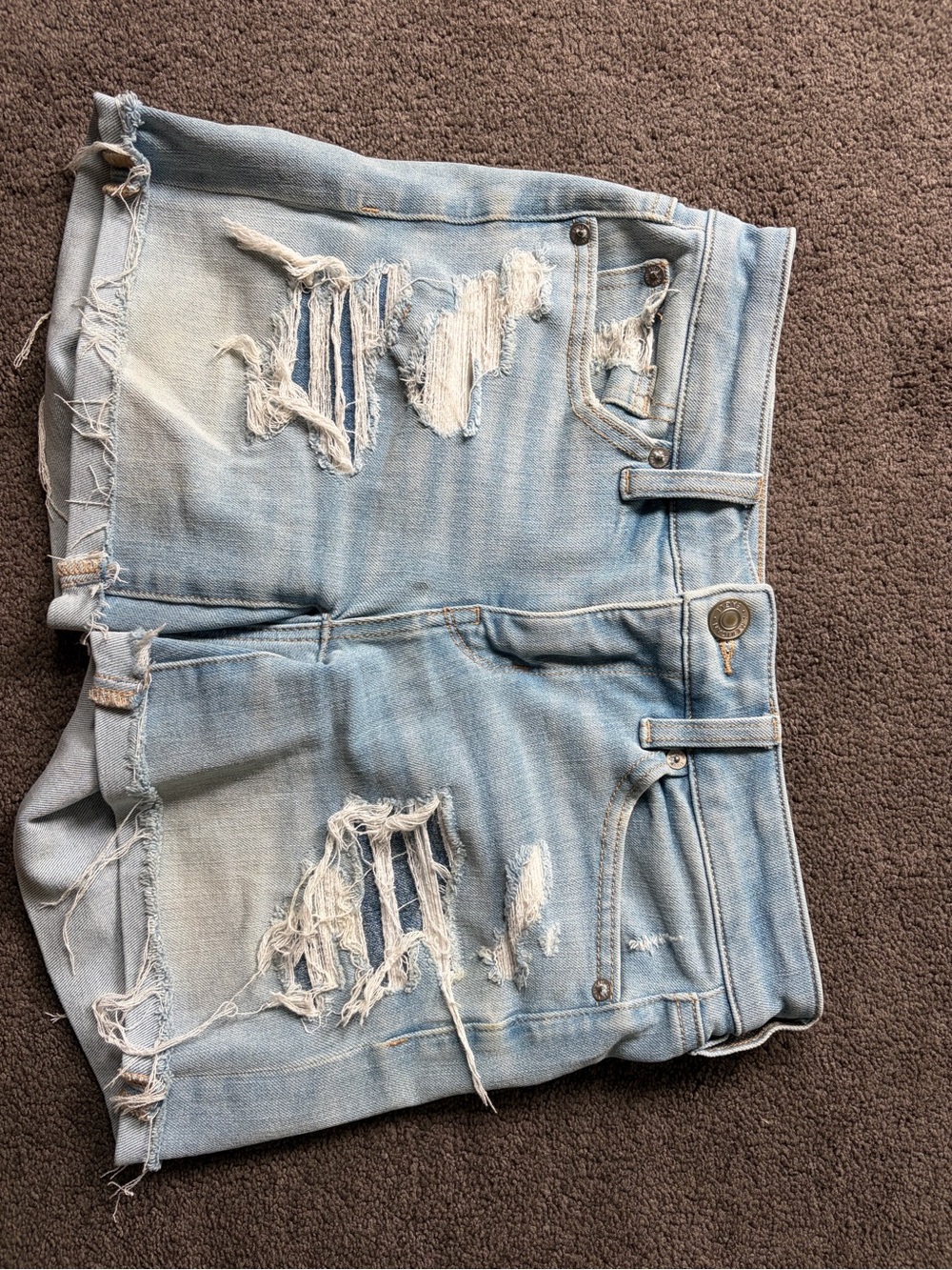 American Eagle Outfitters Light Blue Distressed Denim Shorts